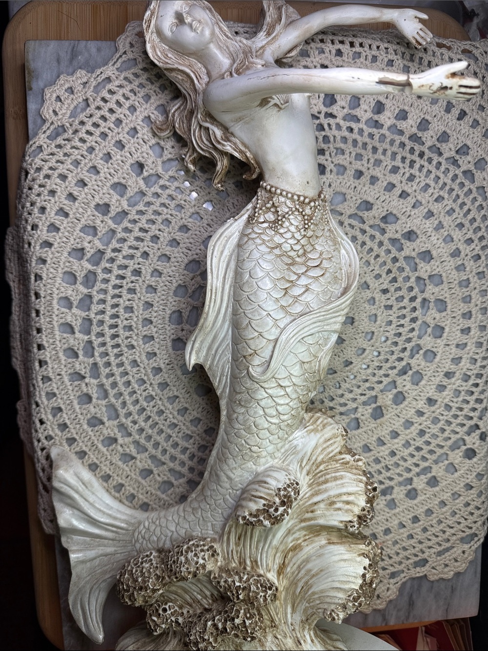 Ivory Mermaid Sculpture - Decorative Home Art